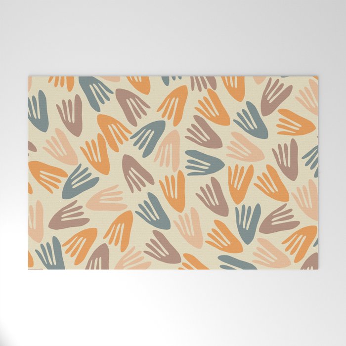 Papier Découpé Abstract Cutout Pattern Cream Beige Slate Orange Blush Taupe Welcome Mat Gallery Image 1
