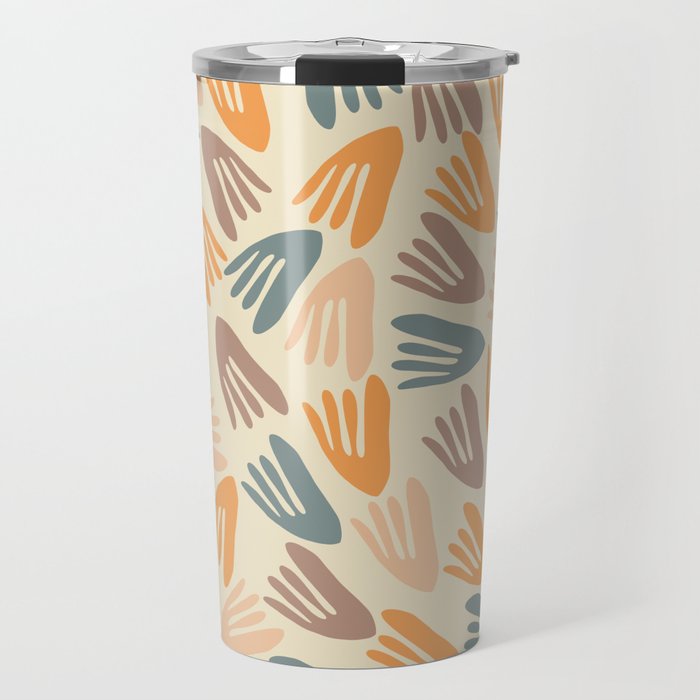 Papier Découpé Abstract Cutout Pattern Cream Beige Slate Orange Blush Taupe Travel Mug Gallery Image 1