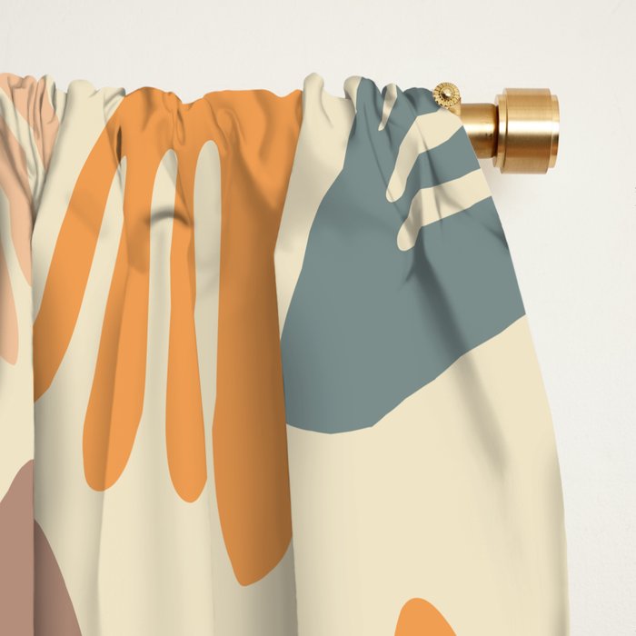 Papier Découpé Abstract Cutout Pattern Cream Beige Slate Orange Blush Taupe Window Curtain Gallery Image 2