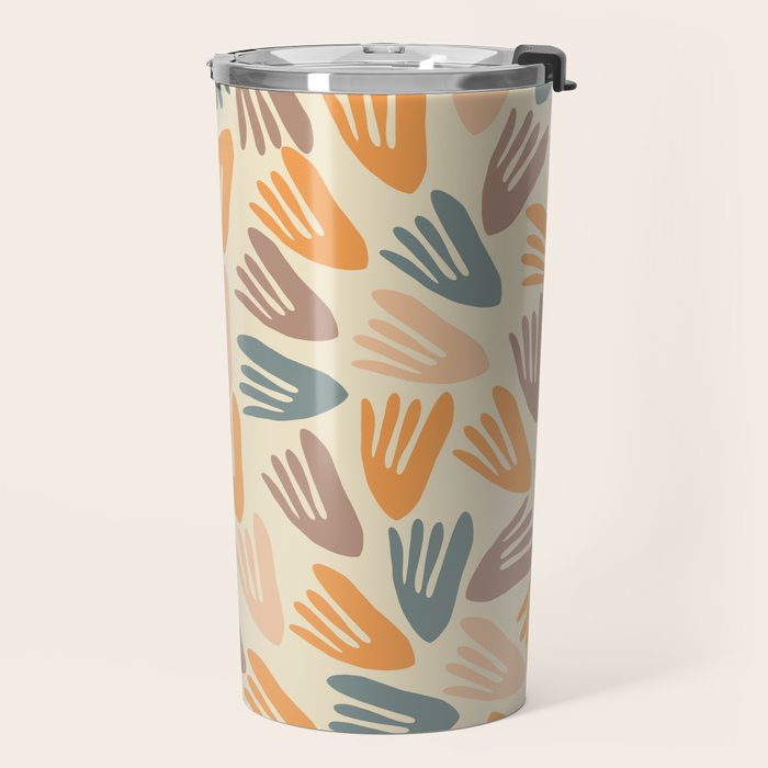 Papier Découpé Abstract Cutout Pattern Cream Beige Slate Orange Blush Taupe Travel Mug Gallery Image 2