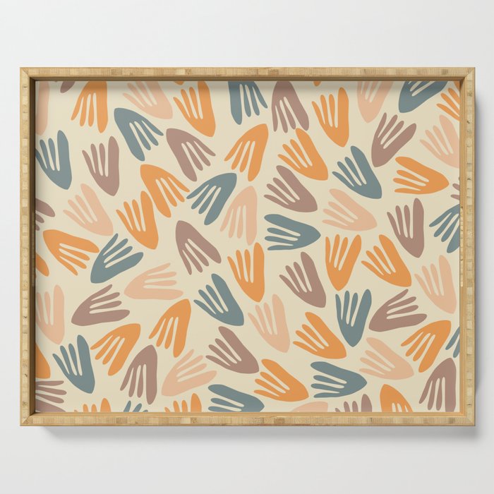 Papier Découpé Abstract Cutout Pattern Cream Beige Slate Orange Blush Taupe Serving Tray Gallery Image 1