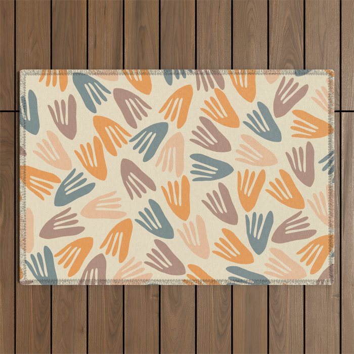 Papier Découpé Abstract Cutout Pattern Cream Beige Slate Orange Blush Taupe Outdoor Rug Gallery Image 1
