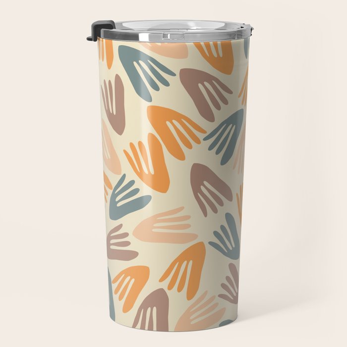 Papier Découpé Abstract Cutout Pattern Cream Beige Slate Orange Blush Taupe Travel Mug Gallery Image 3