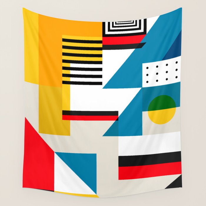 Cityscape in Geometric Shapes Wall Tapestry Gallery Image 4