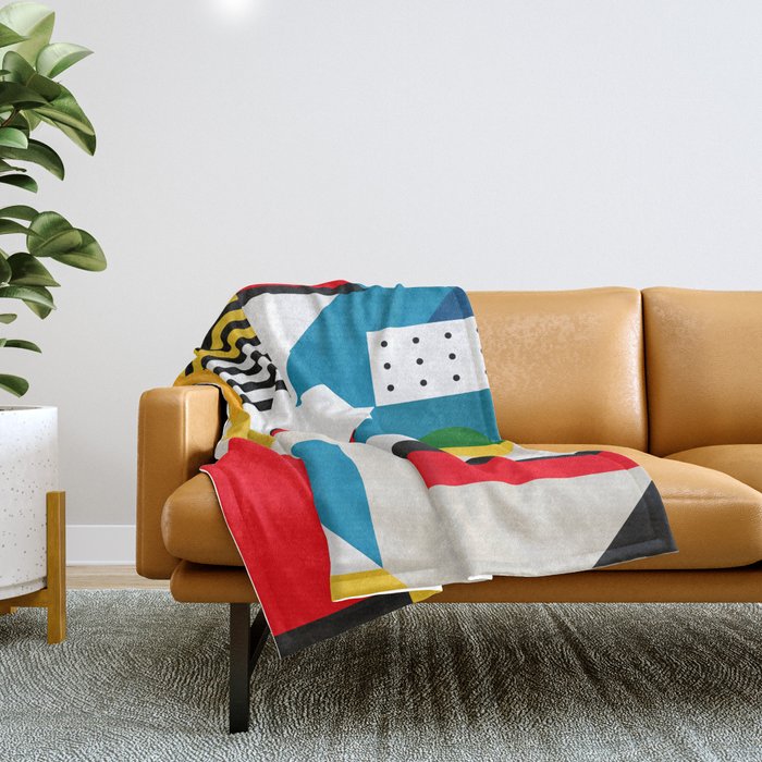 Cityscape in Geometric Shapes Throw Blanket Gallery Image 1
