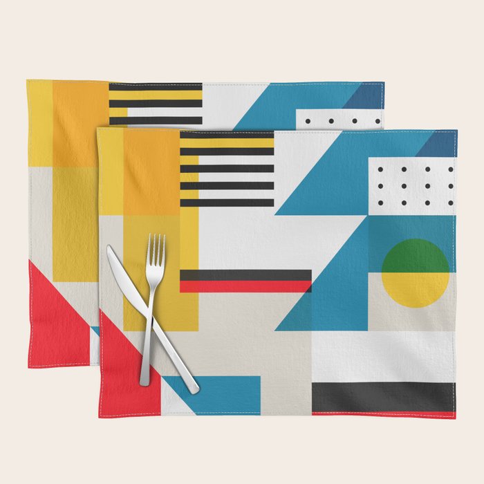 Cityscape in Geometric Shapes Placemat Gallery Image 1