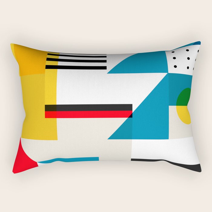 Cityscape in Geometric Shapes Rectangular Pillow Gallery Image 1