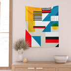 Cityscape in Geometric Shapes Wall Tapestry Gallery Image 2