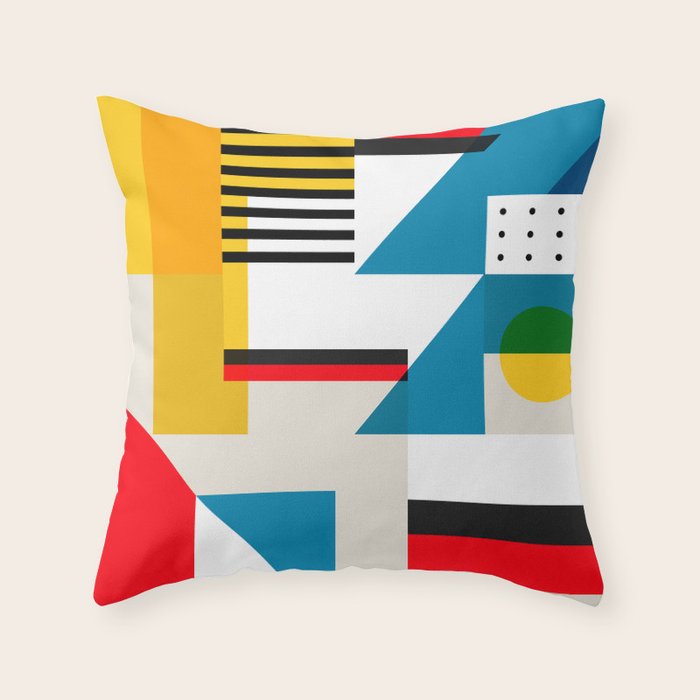 Cityscape in Geometric Shapes Throw Pillow Gallery Image 1