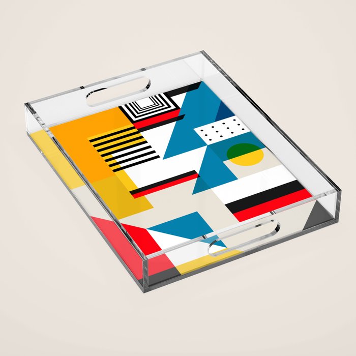 Cityscape in Geometric Shapes Acrylic Tray Gallery Image 1