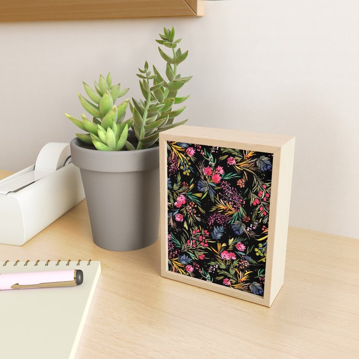 Holiday 2025 Festive Floral Foliage Colorful Dark Mini Art Print Gallery Image 2