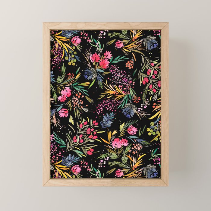 Holiday 2025 Festive Floral Foliage Colorful Dark Mini Art Print Gallery Image 1