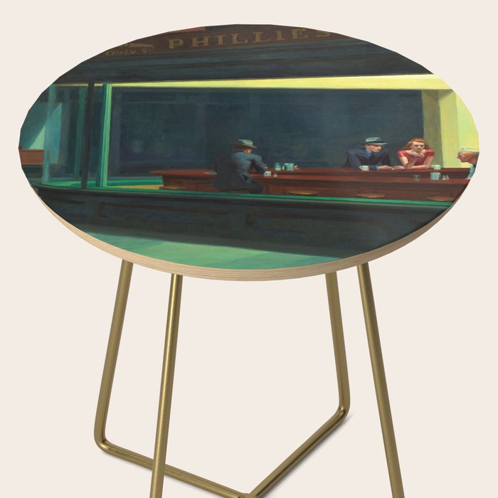 NIGHTHAWKS downtown diner late at night iconic cityscape oil on canvas painting by Edward Hopper Side Table Gallery Image 2
