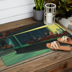 NIGHTHAWKS downtown diner late at night iconic cityscape oil on canvas painting by Edward Hopper Outdoor Rug Gallery Image 2
