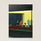 NIGHTHAWKS downtown diner late at night iconic cityscape oil on canvas painting by Edward Hopper Stationery Card Gallery Image 2