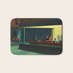 NIGHTHAWKS downtown diner late at night iconic cityscape oil on canvas painting by Edward Hopper Bath Mat Gallery Image 1