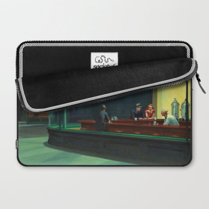 NIGHTHAWKS downtown diner late at night iconic cityscape oil on canvas painting by Edward Hopper Laptop Sleeve Gallery Image 2