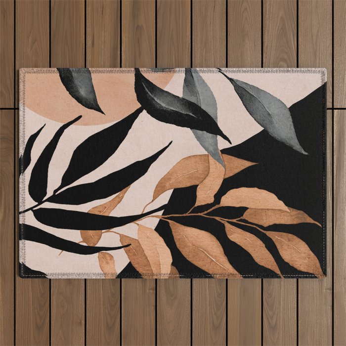 Abstract Art Tropical Leaves 115 Outdoor Rug Gallery Image 1