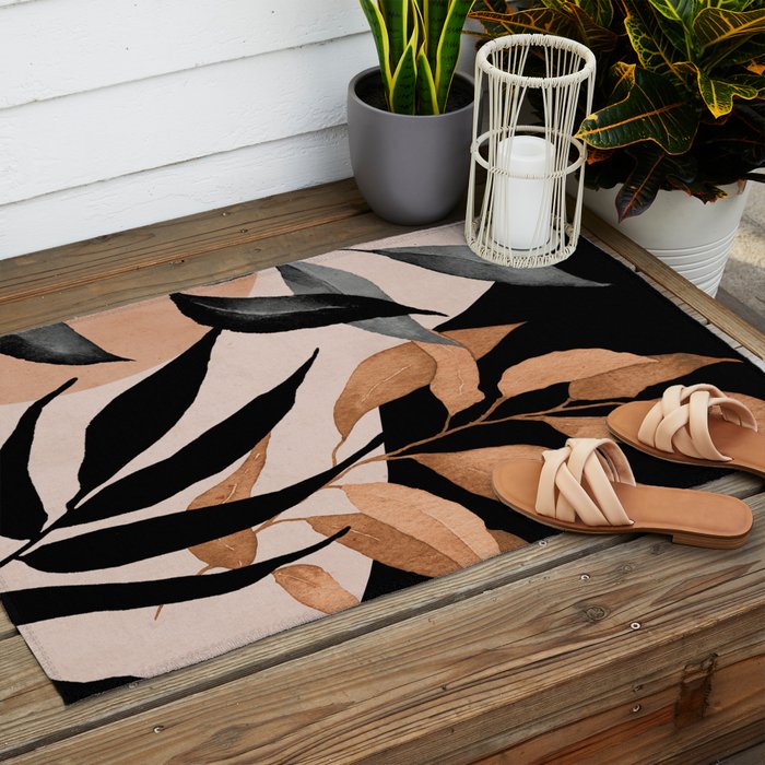 Abstract Art Tropical Leaves 115 Outdoor Rug Gallery Image 2