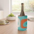 Mid Century Modern Piquet Abstract Pattern Teal Orange Cream Wine Chiller Gallery Image 4