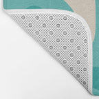 Mid Century Modern Piquet Abstract Pattern Teal Orange Cream Bath Mat Gallery Image 2
