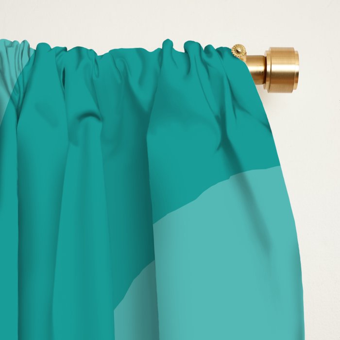 Mid Century Modern Piquet Abstract Pattern Teal Orange Cream Window Curtain Gallery Image 2
