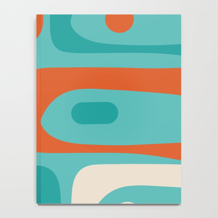 Mid Century Modern Piquet Abstract Pattern Teal Orange Cream Notebook Gallery Image 4