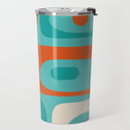 Mid Century Modern Piquet Abstract Pattern Teal Orange Cream Travel Mug Gallery Image 2