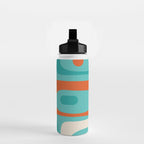 Mid Century Modern Piquet Abstract Pattern Teal Orange Cream Water Bottle Gallery Image 2