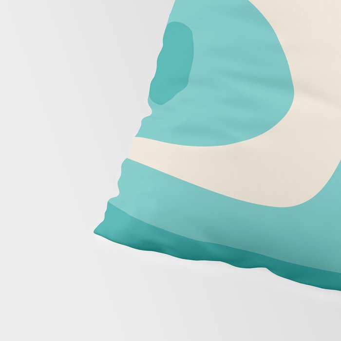 Mid Century Modern Piquet Abstract Pattern Teal Orange Cream Pillow Sham Gallery Image 4