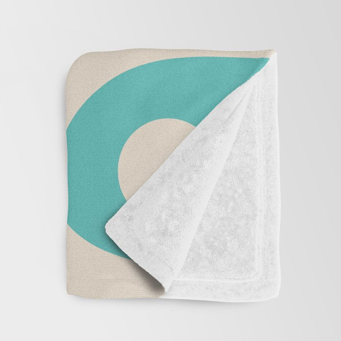 Mid Century Modern Piquet Abstract Pattern Teal Orange Cream Throw Blanket Gallery Image 3