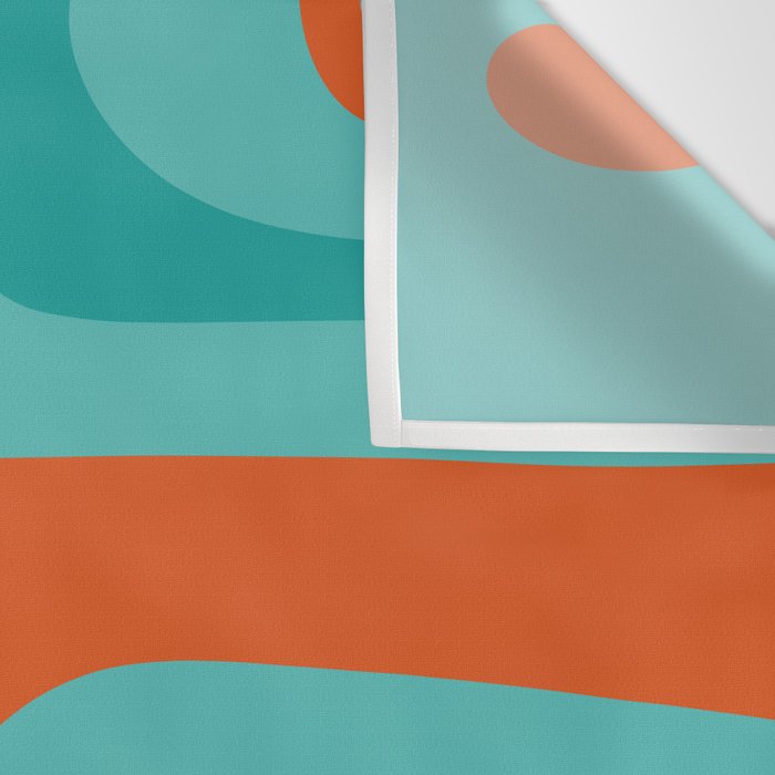 Mid Century Modern Piquet Abstract Pattern Teal Orange Cream Wall Tapestry Gallery Image 3