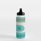 Mid Century Modern Piquet Abstract Pattern Teal Orange Cream Water Bottle Gallery Image 3