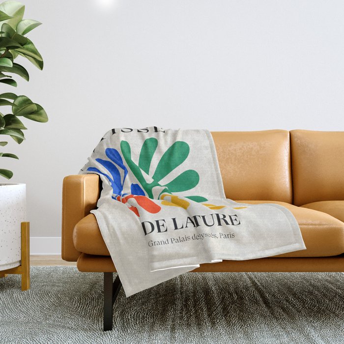 Nature Leaf Cutouts II: Day Edition | Mid-Century Henri Matisse Series Throw Blanket Gallery Image 1