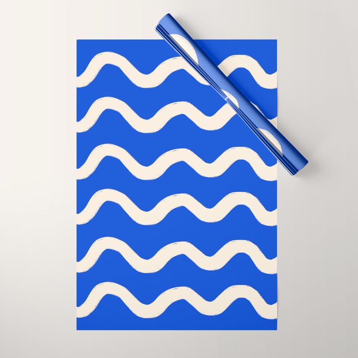 Sapphire Blue Ocean Waves Wrapping Paper Gallery Image 1