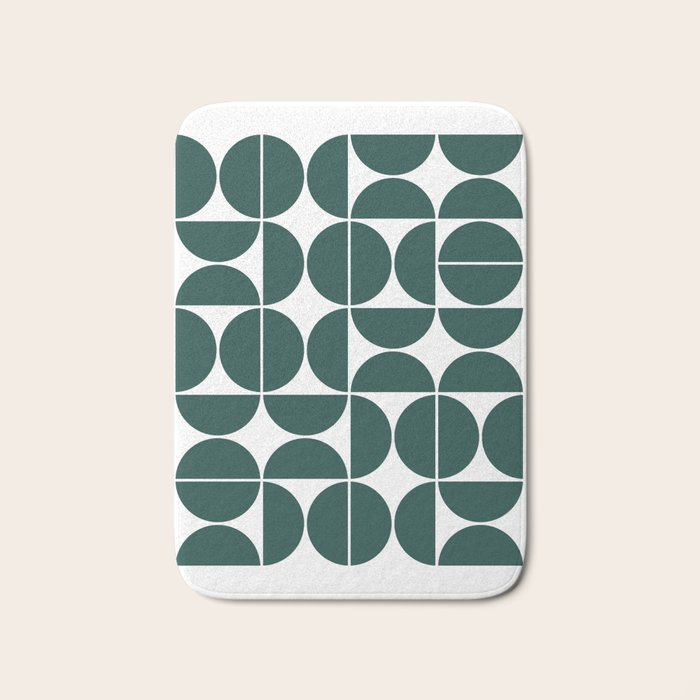 Mid Century Modern Geometric 04 Dark Green Bath Mat Gallery Image 1