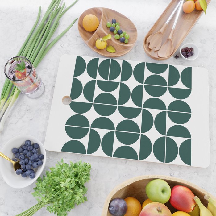 Mid Century Modern Geometric 04 Dark Green Cutting Board Gallery Image 2