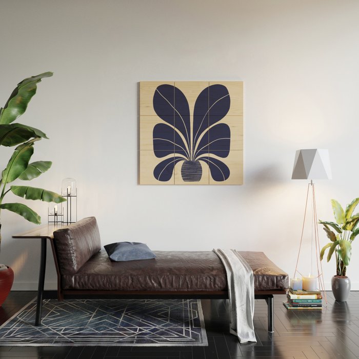 Blue Plant in a Pot #1 Wood Wall Art Gallery Image 2