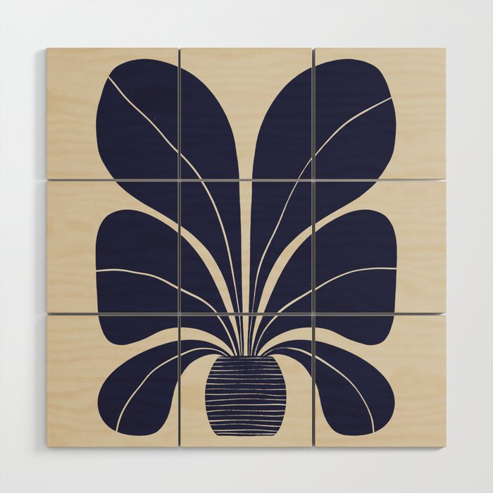 Blue Plant in a Pot #1 Wood Wall Art Gallery Image 1