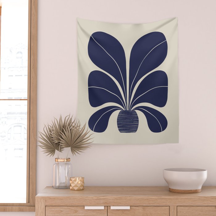 Blue Plant in a Pot #1 Wall Tapestry Gallery Image 2