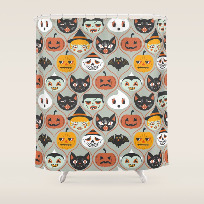 Spooky Sweet Faces Shower Curtain Gallery Image 1