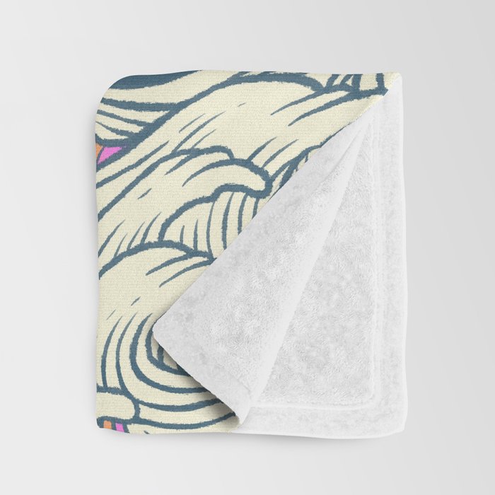Meowtain cat 5 rainbow wave catzilla  Throw Blanket Gallery Image 3