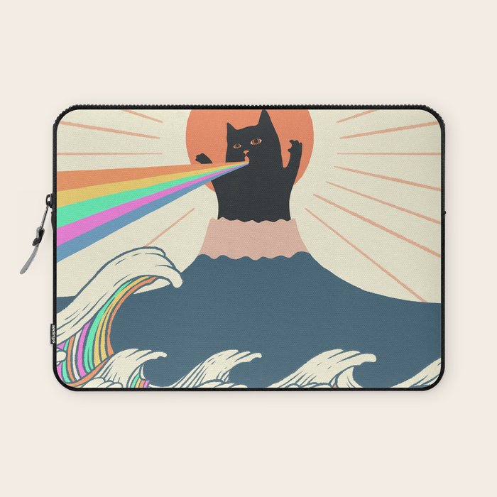 Meowtain cat 5 rainbow wave catzilla  Laptop Sleeve Gallery Image 1
