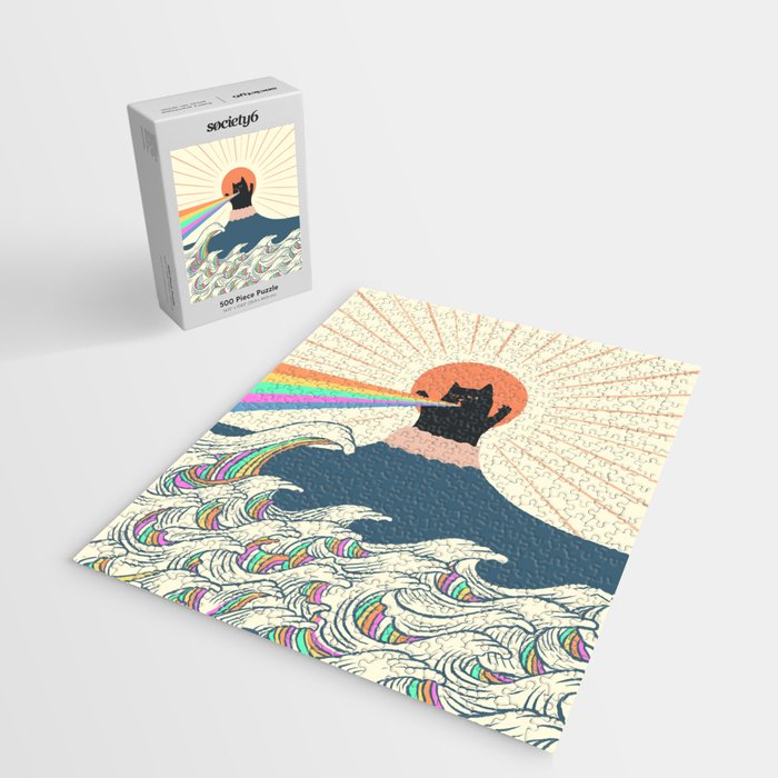 Meowtain cat 5 rainbow wave catzilla  Jigsaw Puzzle Gallery Image 2