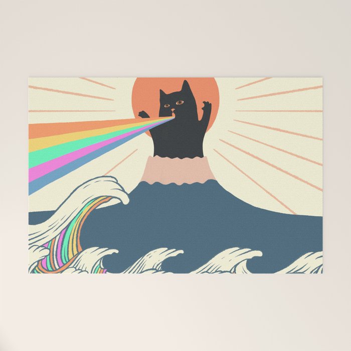 Meowtain cat 5 rainbow wave catzilla  Welcome Mat Gallery Image 1