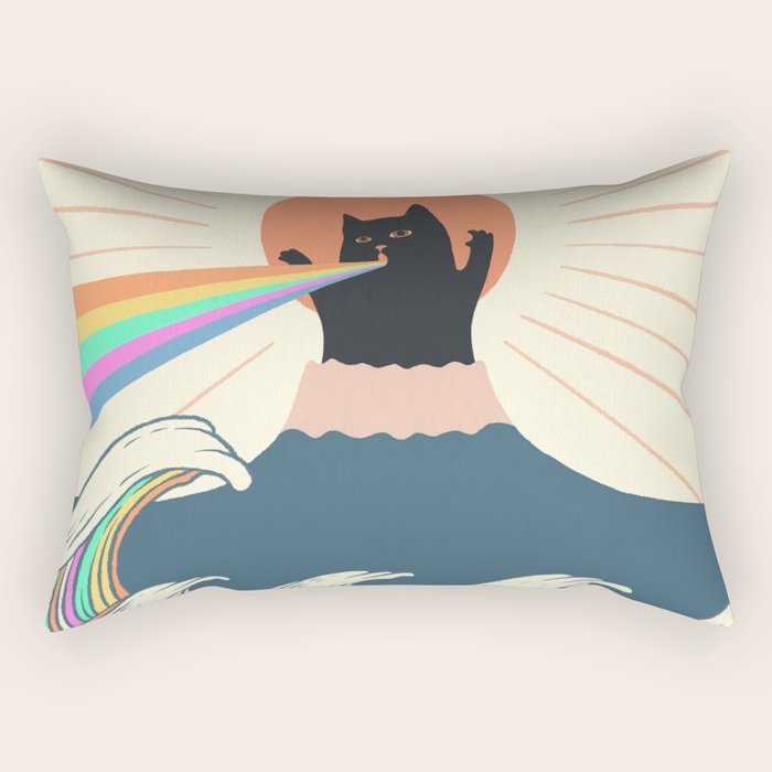 Meowtain cat 5 rainbow wave catzilla  Rectangular Pillow Gallery Image 1