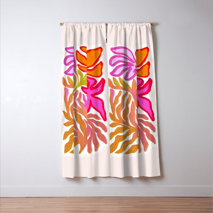 Painterly Nouveau bloom - imperfect bold textured floral art Window Curtain Gallery Image 3