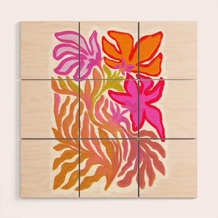 Painterly Nouveau bloom - imperfect bold textured floral art Wood Wall Art Gallery Image 1