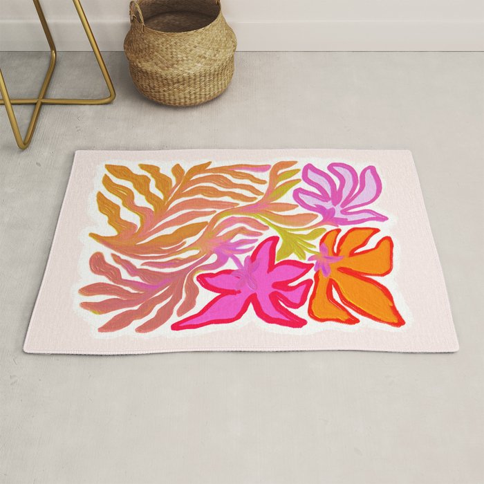 Painterly Nouveau bloom - imperfect bold textured floral art Rug Gallery Image 1