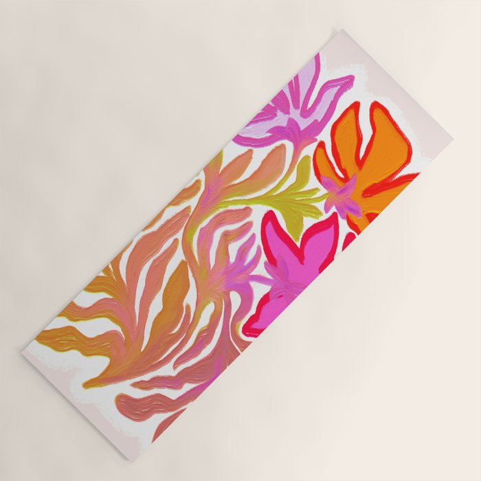 Painterly Nouveau bloom - imperfect bold textured floral art Yoga Mat Gallery Image 1